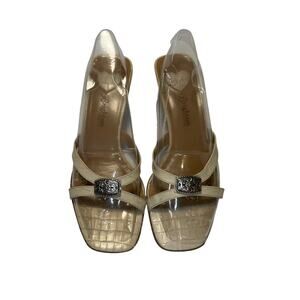 Brighton, KiKi Cream with Silver emblem detail, strappy heeled sandal, sz  8.5